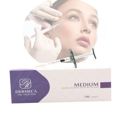 Dermeca Hyaluronic Acid Injectable Dermal Filler for Lip Filler Medium 1.0ml