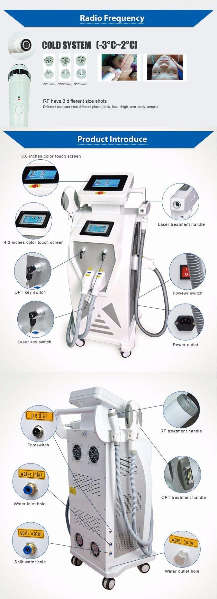 IPL Dual Screen Multifunction Equipment for Skin Rejuvenation