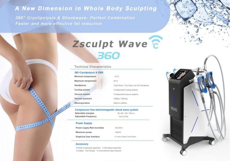 3 in 1 Slimming Machine 360 Degree Cryolipolysis & Shockwave for Fat Loss Equipment Cryo Shockwave Slimming Weight Loss Machine for Salon Mslcy20