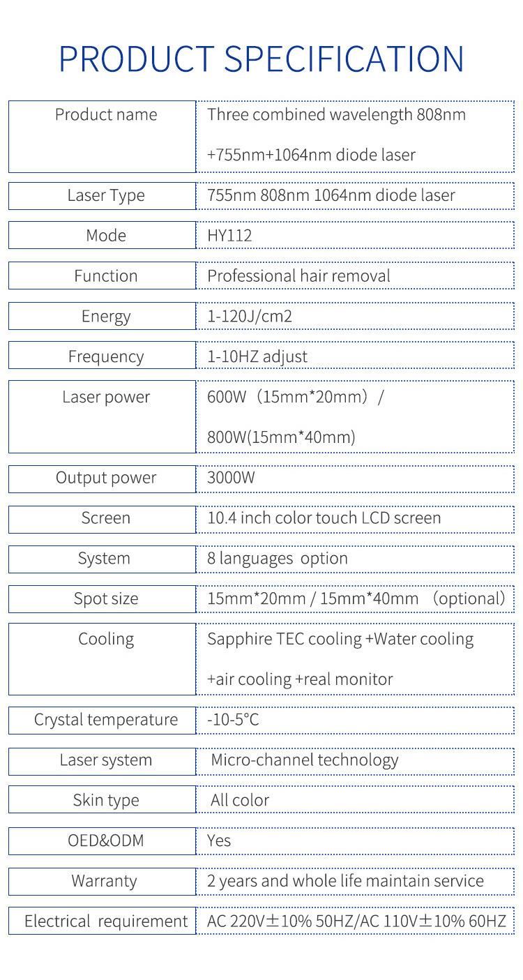 755nm+808nm+1064nm Diode Laser Hair Removal Machine