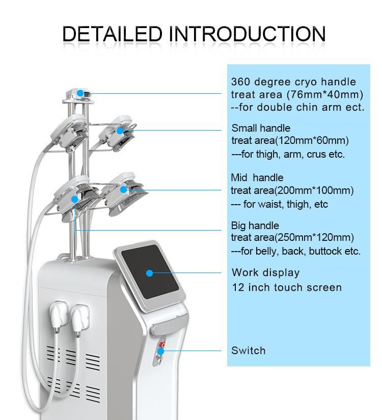 Fat Freezing for Slimming with Large Treating Parts 4 Cryo Handles Work Together Cryolipolysis Slimming Beauty Machine