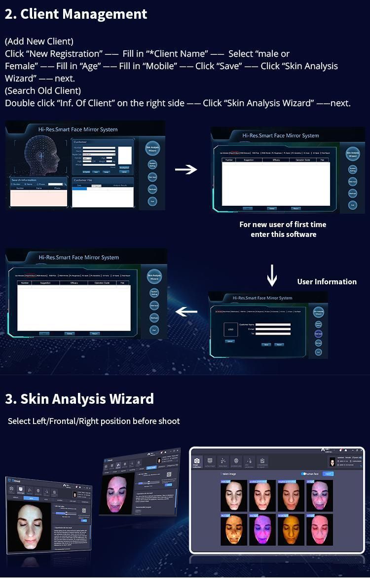Az ISO13485 Factory CE Approved Wholesale Facial Skin Test Beauty Salon Machine Magic Mirror Skin Analyzer