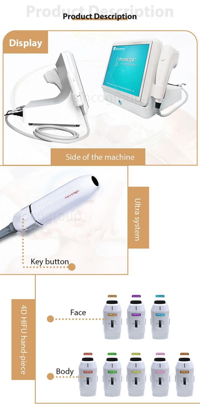 Hot Style Hifu Equipment for Face Lift Wrinkle Removal Skin Tightening ODM Hifu Face & Body Lifting Slimming Machine with CE (J)