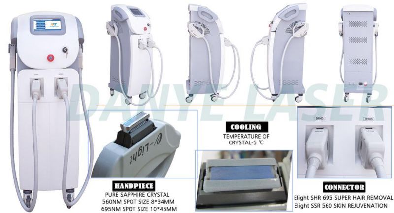 Elight Shr Hair Removal and Skin Rejuvenation with Double Handles 560nm and 695nm