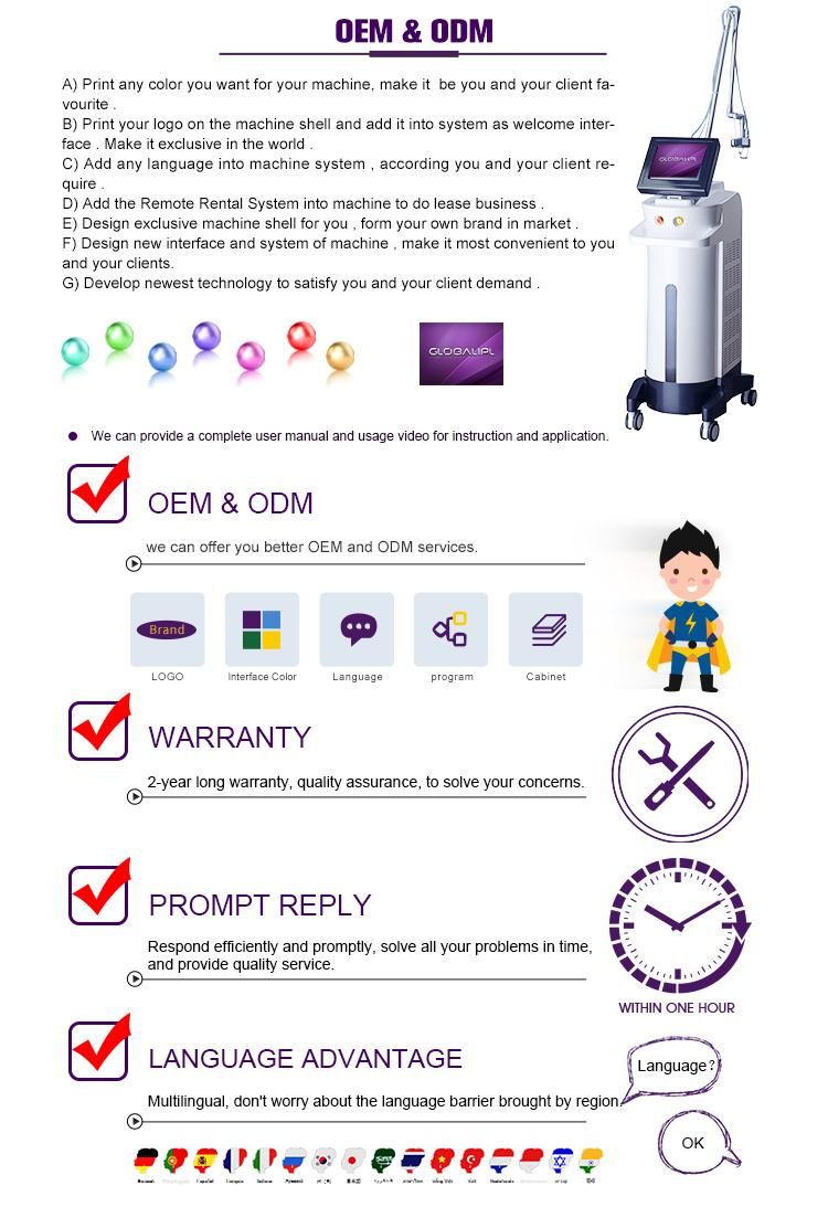 Wholesale Cheap Price Vertical CO2 Fractional Laser with Germany Handle and U. S RF Metal Tube