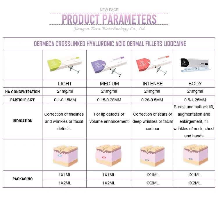 Dermeca Medical Grade Injectable Hyaluronic Acid 2 Ml Dermal Filler