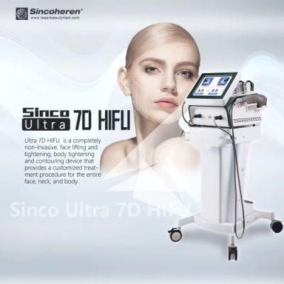 Portable 7D Hifu with 7 Cartridges Body and Face Lifting Anti-Aging Body Slimming Device