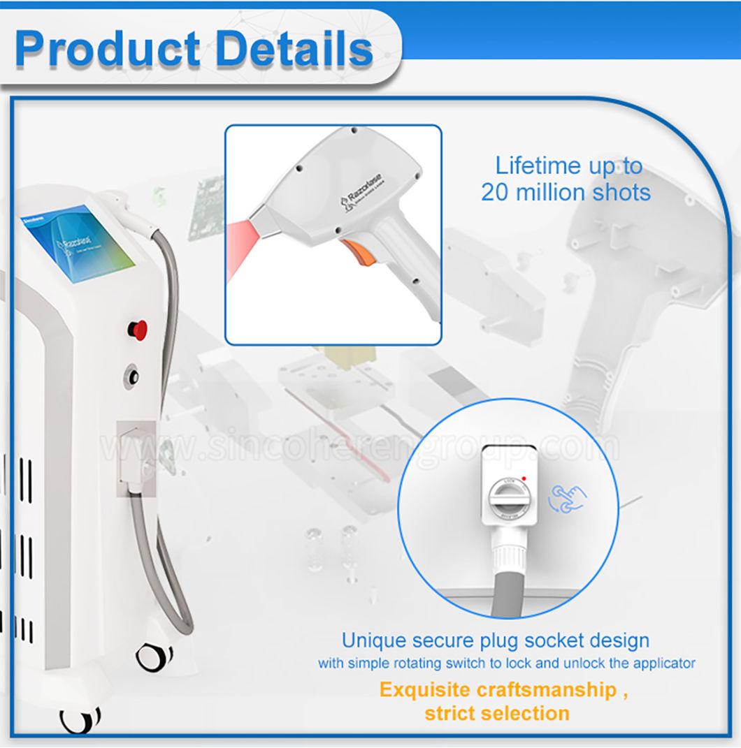 Jo. Strong Power Big Spot Size Ice Painfree Permanent Diode Laser Hair Removal 808/755/1064nm Laser Beauty Equipment for Salon SPA Hospital Clinic