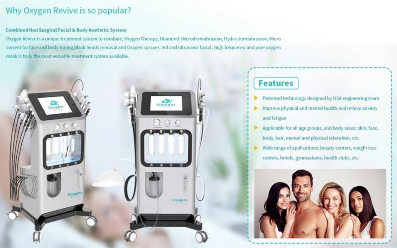 2021 New Technology 9 in 1 Hydra Beauty Skin System Microdermabrasion Machine for Beauty Salon Use 12 Handles Unique Oxygen Inhalation Skincare Machine (T)