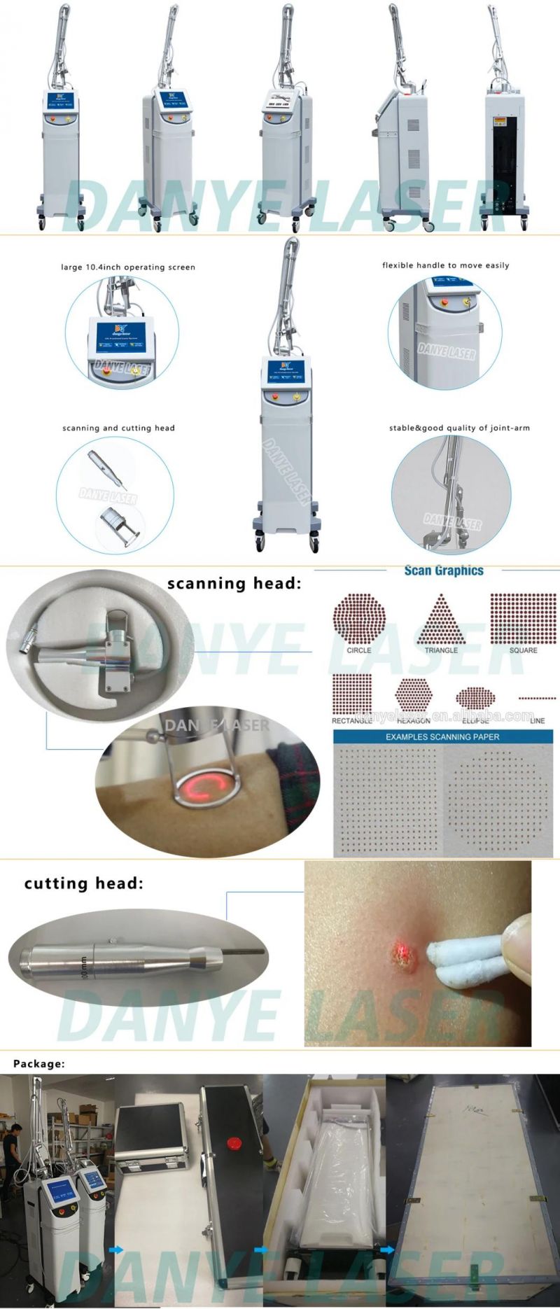 CO2 Laser Therapy Spot Removal Skin Tag CO2 Fractional Laser Machine Scanning Head Cutting Head