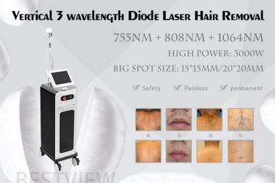 Vertical 3 Wavelength Diode Laser Permanent Hair Removal Machine Medical Equipment