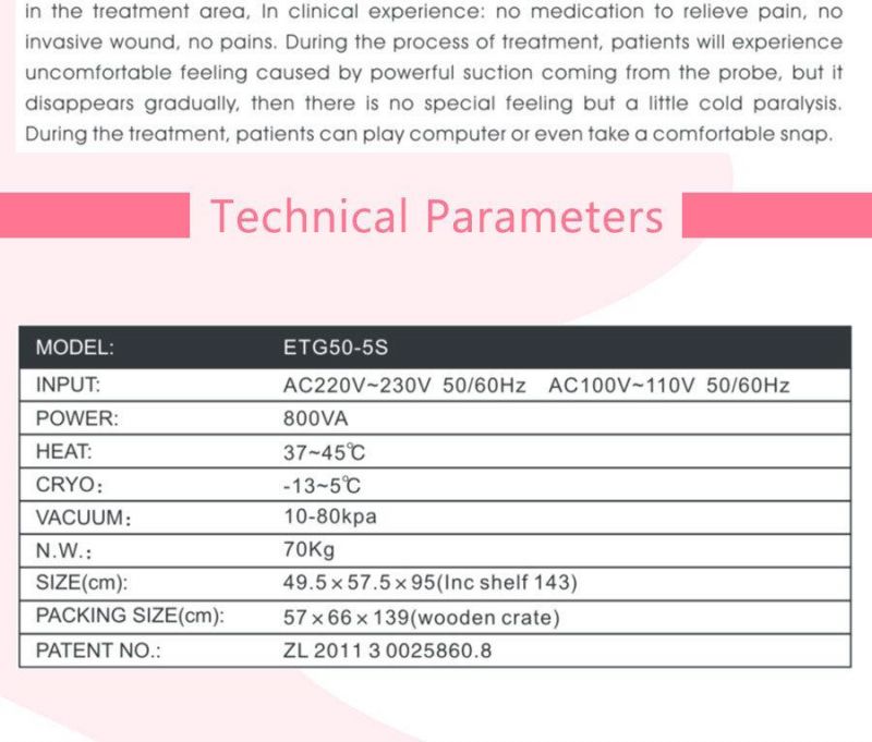 Cellulite Reduction Liposuction Cryolipolysis Machine (Etg50-5S)