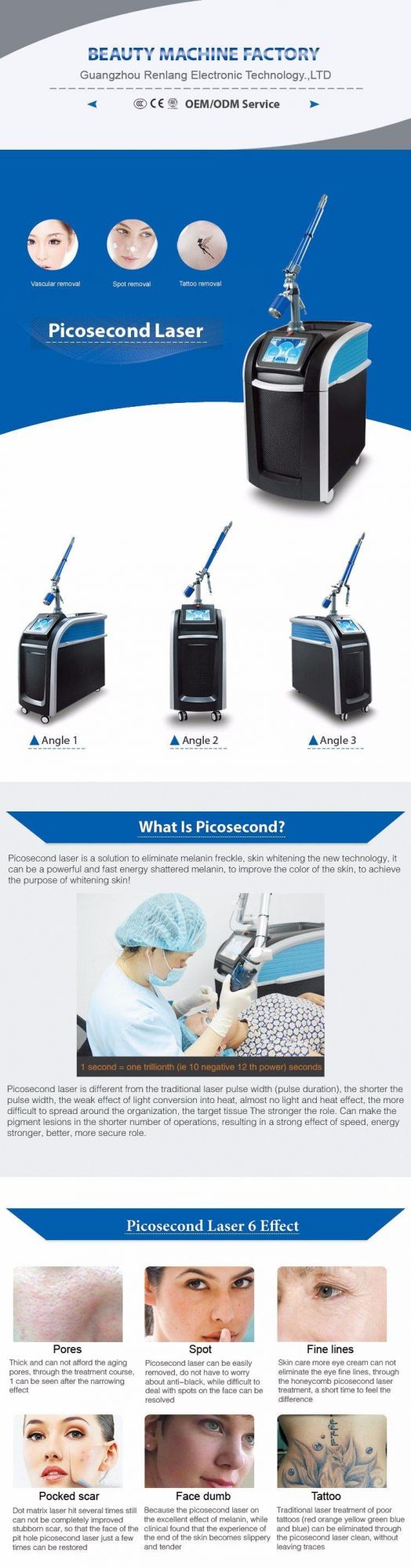 Picosecond Picosur 755nm Laser Tattoo Removal Machine with Honeycomb /Picosecond /Laser Tattoo