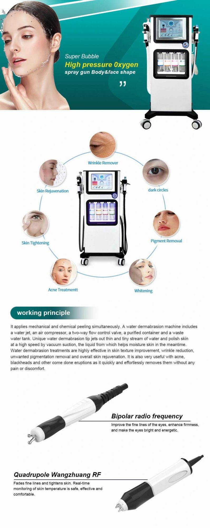 Vertical Multifunctional Acqua Facial Microdermabrasion Skin Care SPA Machine Peel Machine