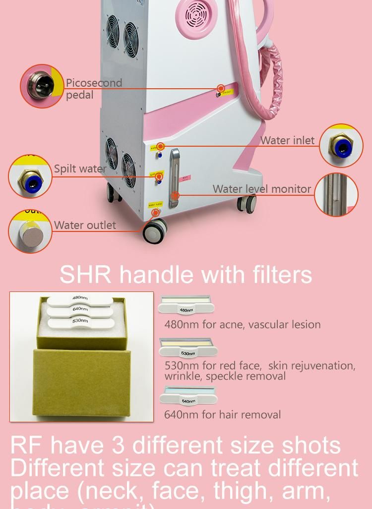 High Power 3000W Professional Elight IPL Shr RF Opt Pico Laser for Tattoo Removal Machine