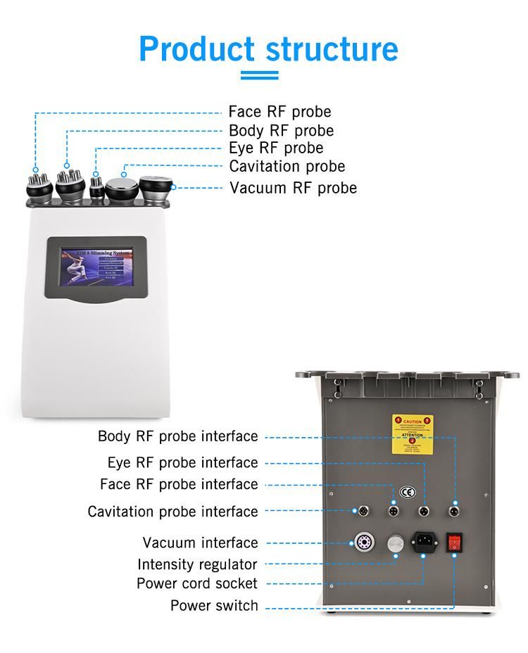 Professional Portable 5 in 1 40K Ultrasonic Cavitation RF Vacuum Cavitation System Slimming Machine