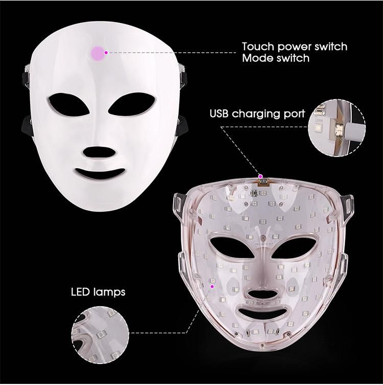 7 Colors LED Phototherapy Beauty Mask PDT LED Facial Machine Light up Therapy LED Face Mask