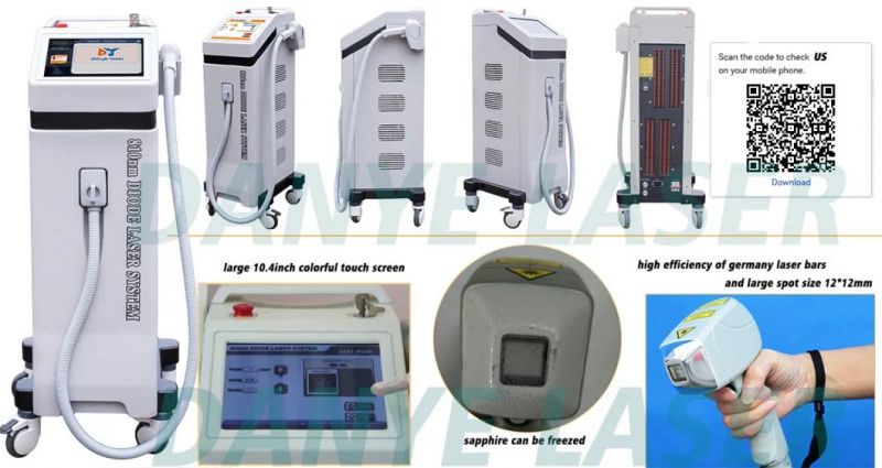 Alexandrite Germany Laser 1064nm 755nm 808nm 3 Wave Diode Laser Permanent Body Hair Removal Machine