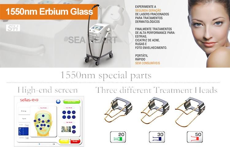 Erbium Glass Fiber Fractional Laser 1550nm Beauty Equipment Non-Ablative Machine for Acne Removal Face Lifting