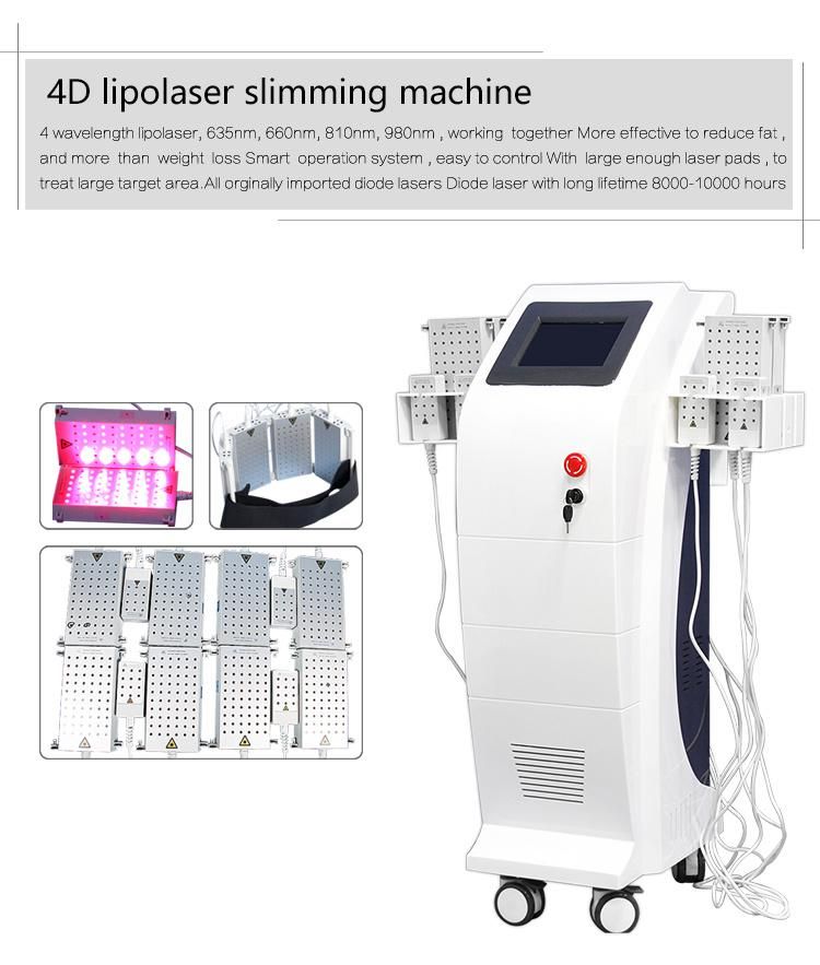 4D Lipolaser 635nm 660nm 810nm 980nm Weight Loss Slimming Beauty Equipment