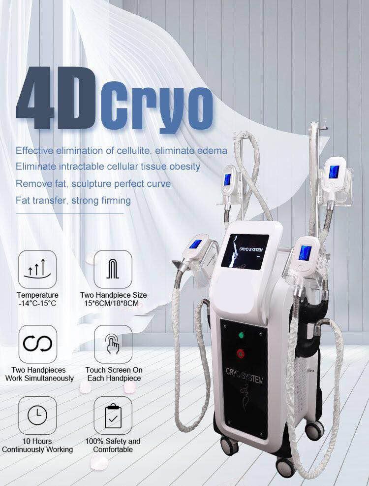 Fat Freezing Criolipolisis Fat Removal Machine 4 Handles Vacuum Best Cryoliposis Machine for Fast Body Slimming Weight Loss Beauty Salon Equipment