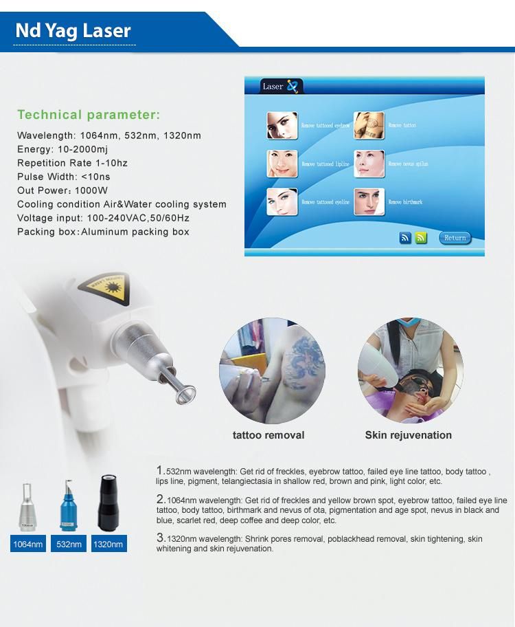 Good Effective ND YAG Laser Tattoo Cleaning Machine 2000mj Energy