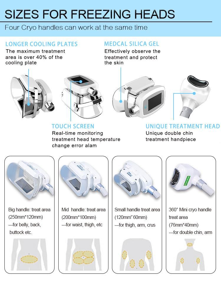 Fat Freezing for Slimming with Large Treating Parts 4 Cryo Handles Work Together Cryolipolysis Slimming Beauty Machine