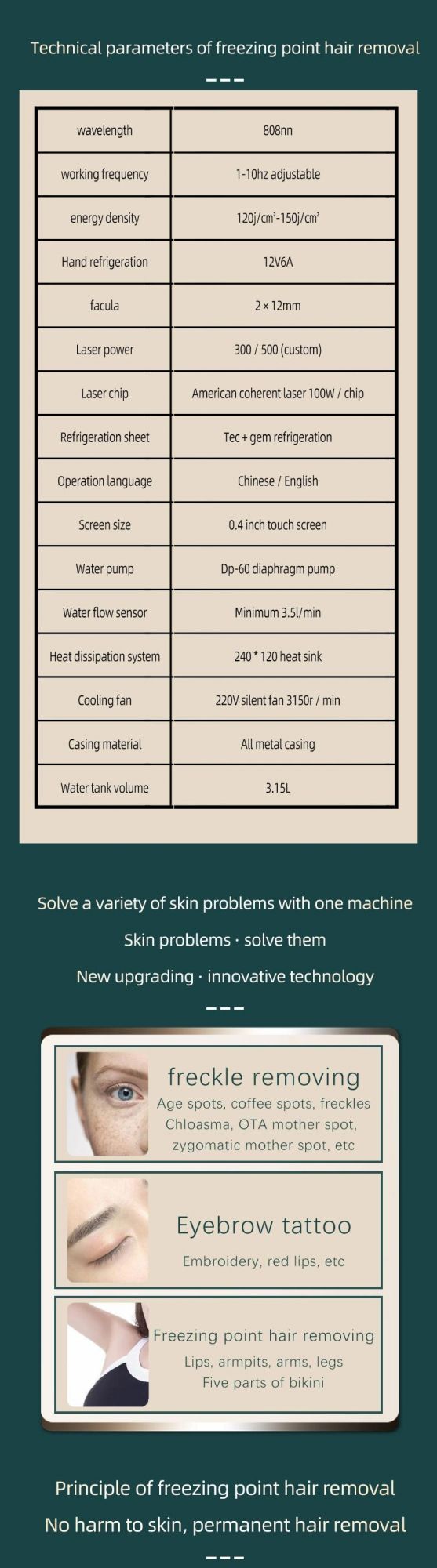 Hot Selling High-End Semiconductor Laser Hair Removal Clinic Dedicated