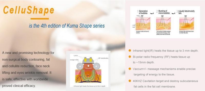 CE Approved Vacuum Cavitation Roller RF LED IR Cellushape 3 Body Slimming Vacuum RF Roller Machine Kuma Shape 3 Sincoheren Machine (M)