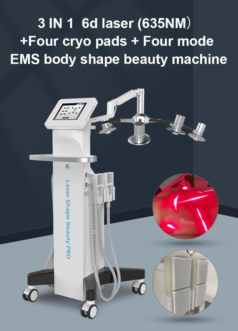 532nm/635nm 3 in 1 6D Upgraded Version Cryo Pad with Laser Weight Loss and Body Shape Salon Use Beauty Machine