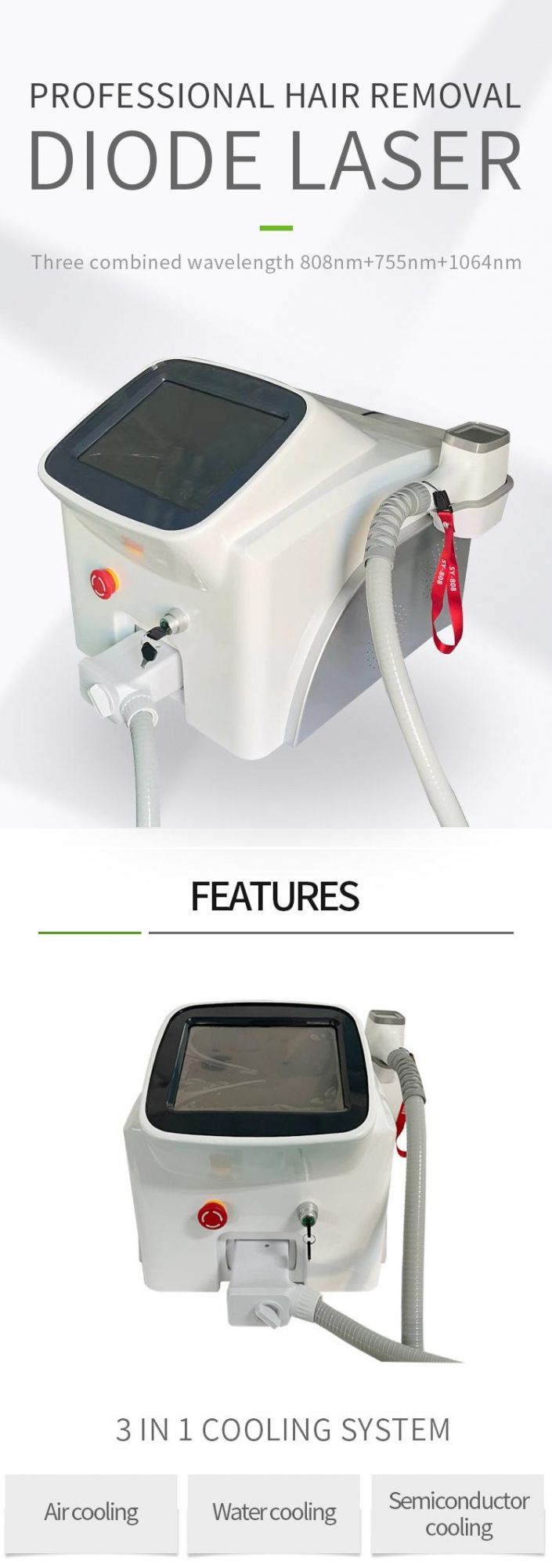 Desktop 755nm 808nm 1064nm Diode Laser Hair Removal Machine