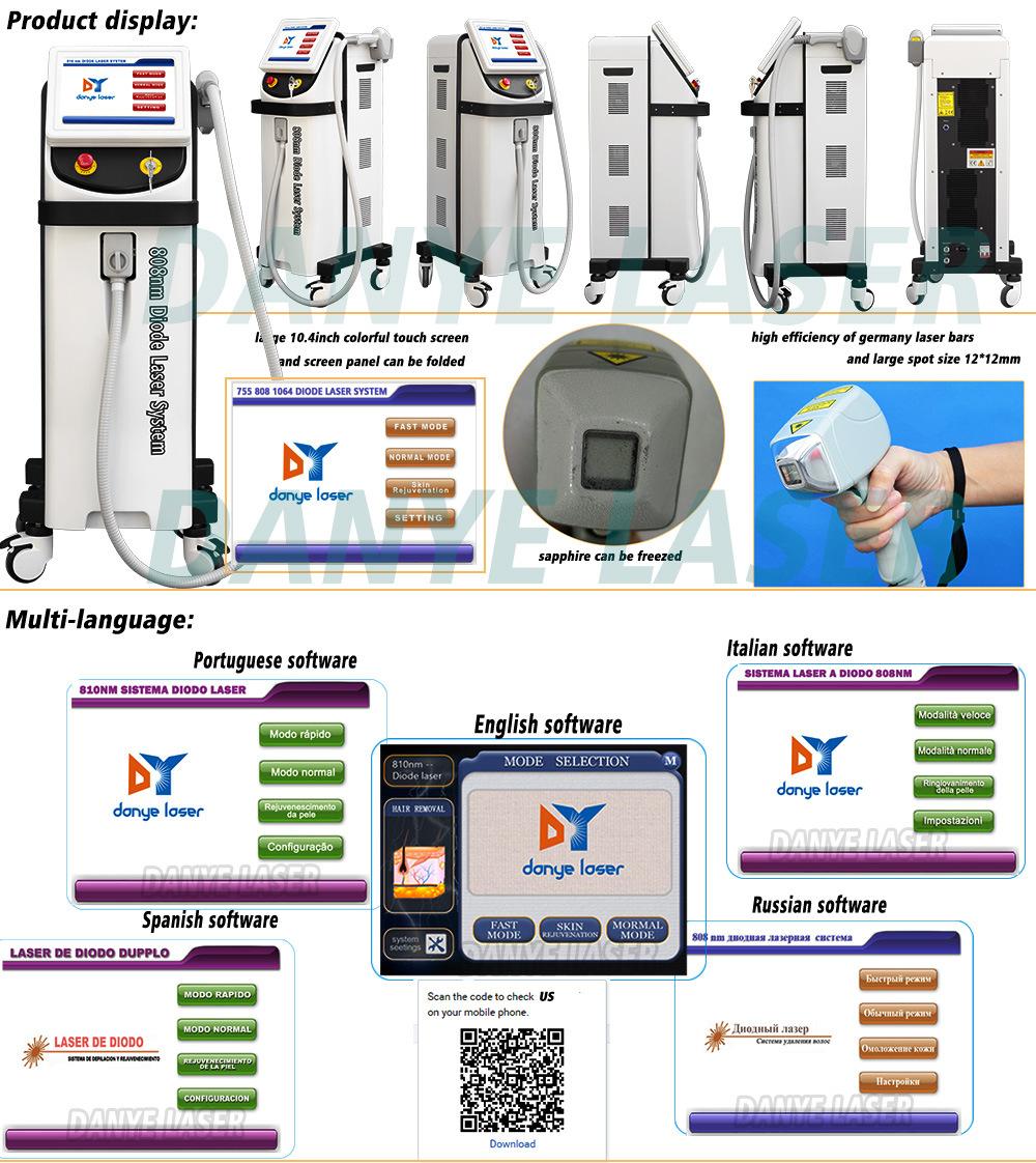 Danye High Power Professional Permanent 3 Waves Diode 808 1064 755nm 3000 Watt Laser Hair Removal Machine