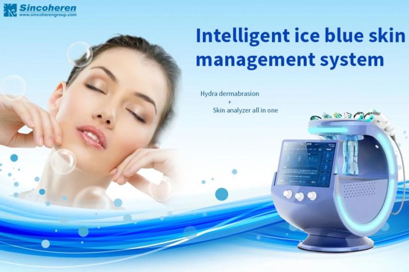 Ice Blue 7 in 1 Facial Skin Scrubber Beauty Machine Hydro Oxygen Jet Aqua Peeling Microdermabrasion Machine Ice Blue