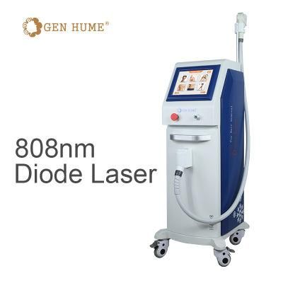 Gen Hume Professional 808nm Diode Laser Painless Hair Removal Machine Beauty Salon Equipment Sapphire Exit Is Safe and Painless 808pH