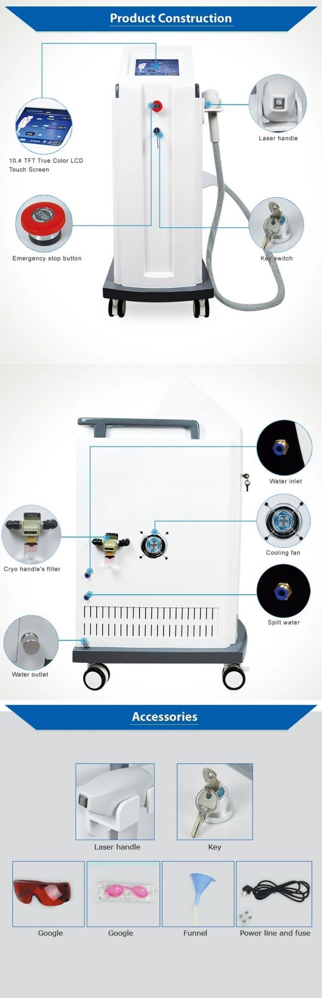 Non-Channel Fiber Coupled 808nm Diode Laser Hair Removal