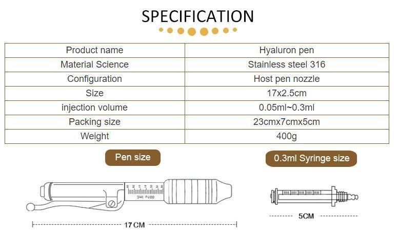 High Pressure Hyaluronic Acid Pen Anti Wrinkle Lifting Lip Atomizer Hyaluronic Pen with Ampoule Head Syringe Needle