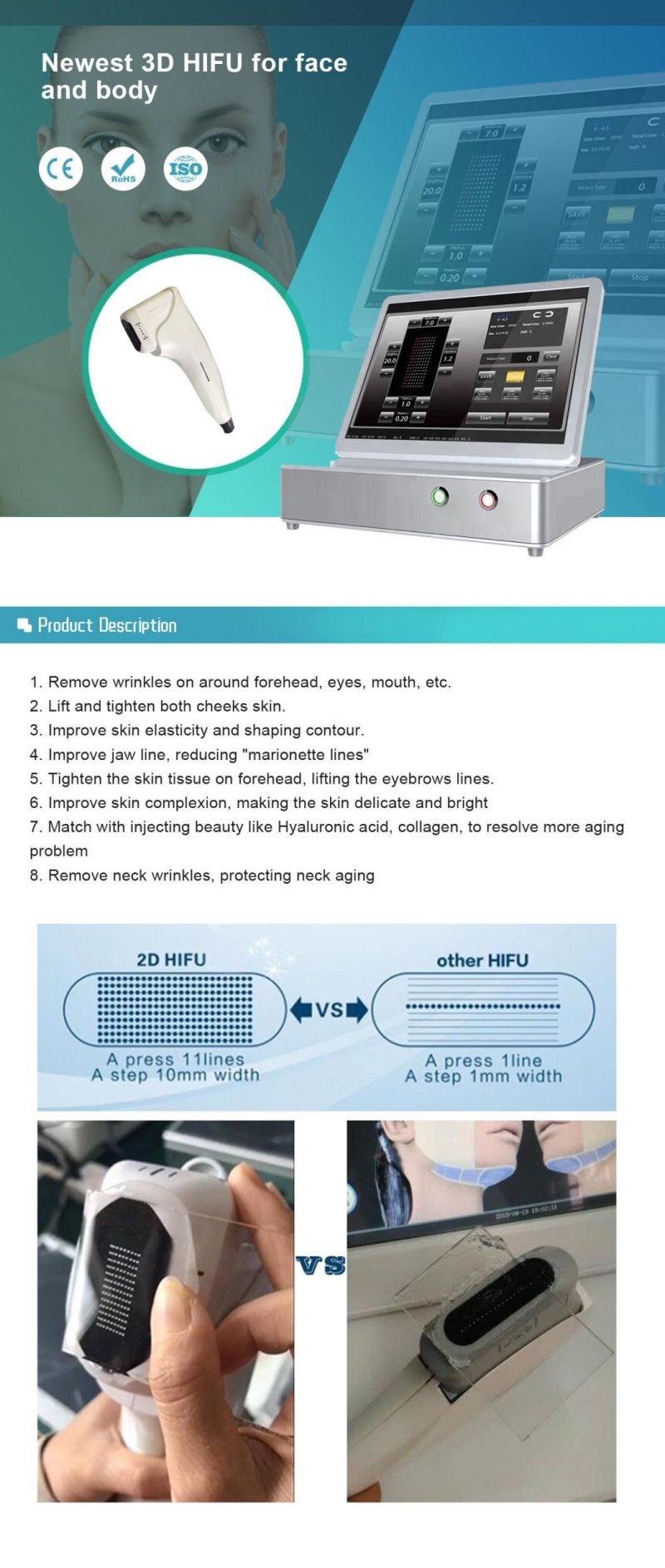 Factory Supply 3D Hifu with 20000 Shots Face Lifting Machine