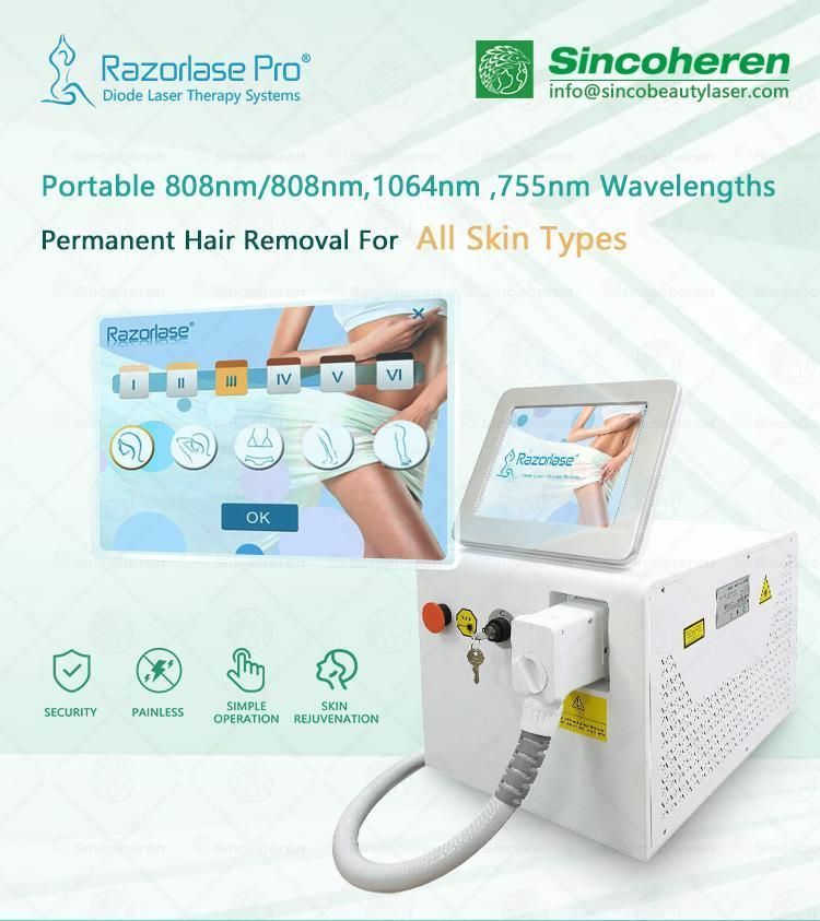 Least Painful 3 Wavelengths Diode Laser 755 808 1064 Permanent Hair Remover Machine Price