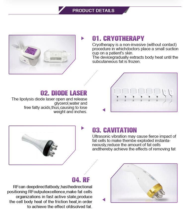 4 in 1 Fat Freezing Cryo Cavitation RF Diode Laser Slimming Machine