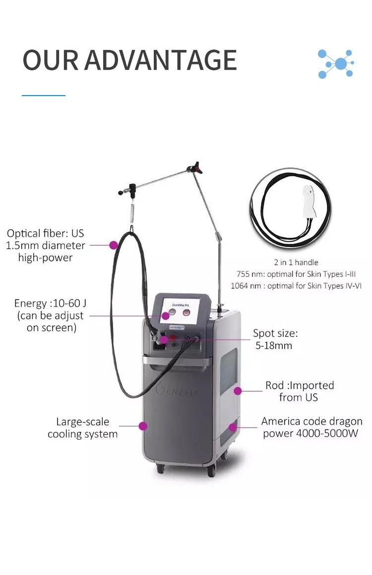 Dcd Cooling Gentle Max PRO 755nm 1064nm Alexandrite Long Pulse Laser Hair Removal Machine