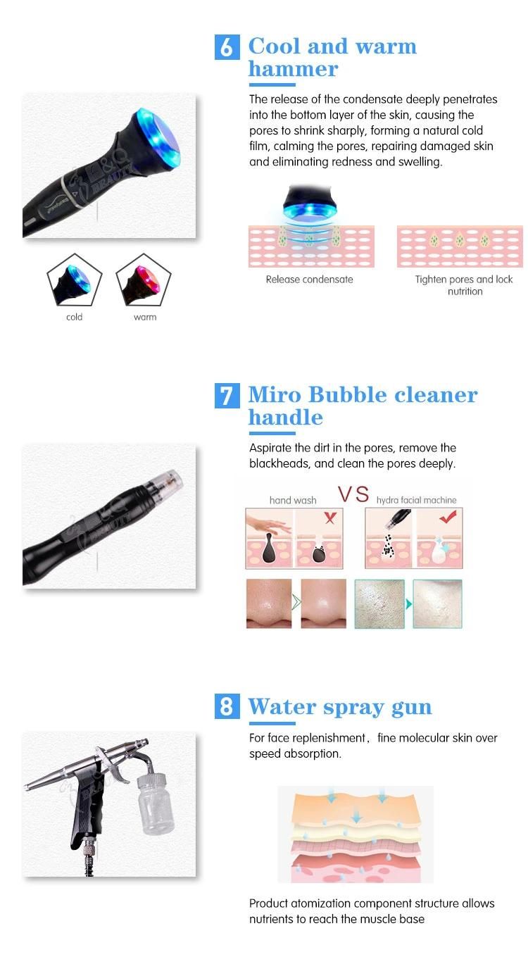 2022 Hot Sale 8/9/10/11/12 in 1 Hydro Facial Cleaning Skin Care Beauty Salon Equipment
