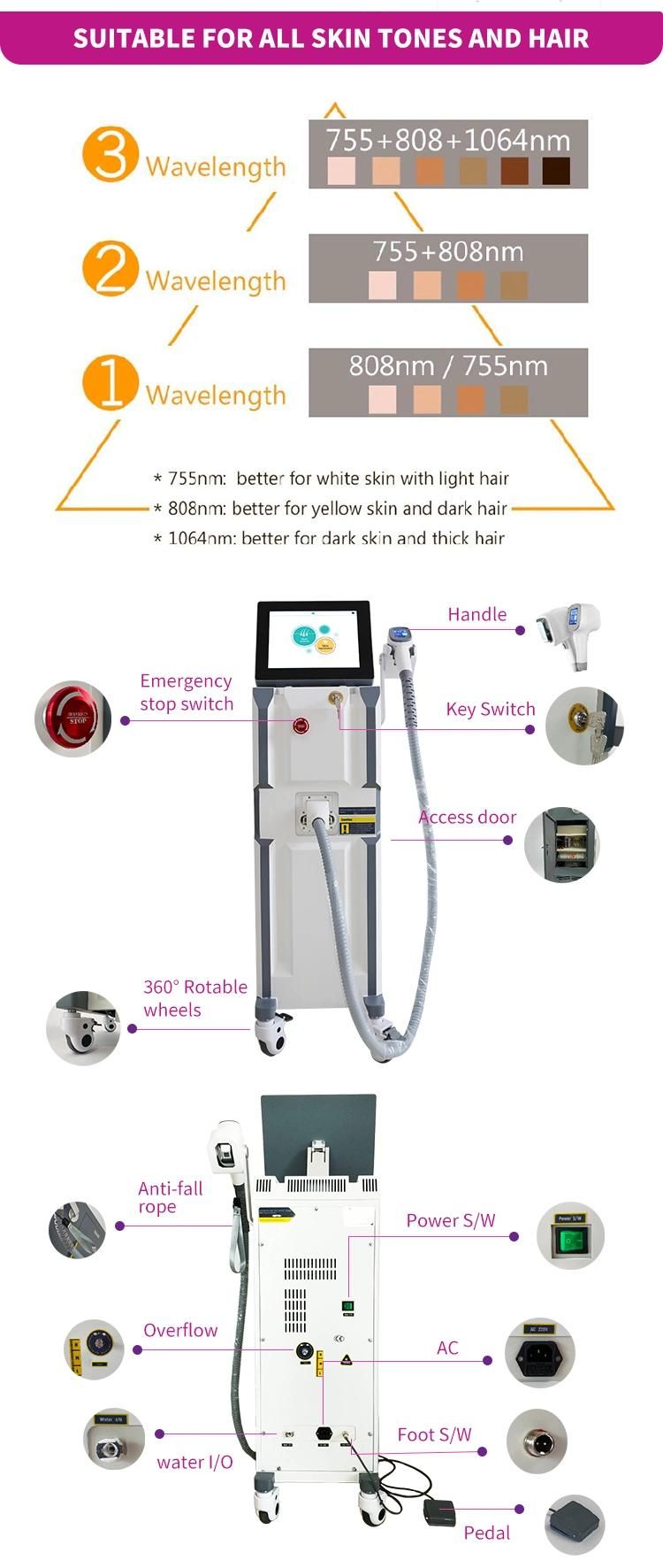 Beauty Salon 600W Portable 808nm Diode Laser Hair Removal