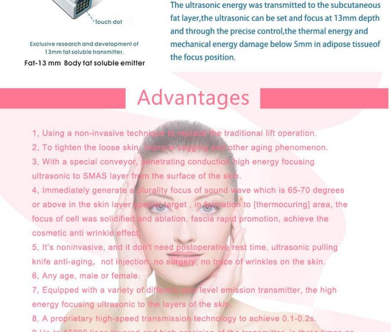 Hifu High Intensity Focused Ultrasound Wrinkle Removal for Face Lift