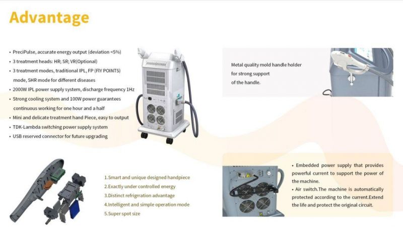 Shr / IPL /Opt Machine 550nm 1200nm Skin Rejuvenation, Hair Removal, and Red Blood Streak Laser Machine for Beauty Salon Center Use