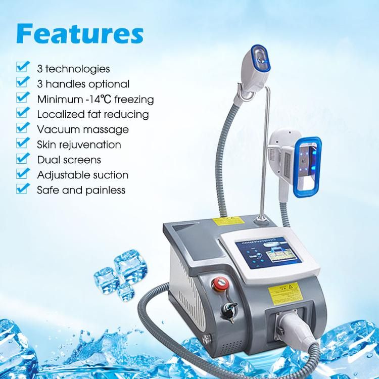 OEM Host Handle Control Dual Screens Cryotherapy Body Slimming Machine with Blue LED Light