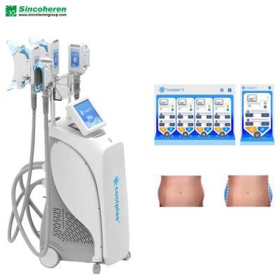 Fat Reduction Weight Loss Fat Freezing Cryotherapy Coolplas Beauty Machine with 4 Handlepieces for Double Chin Removal Effective Painless