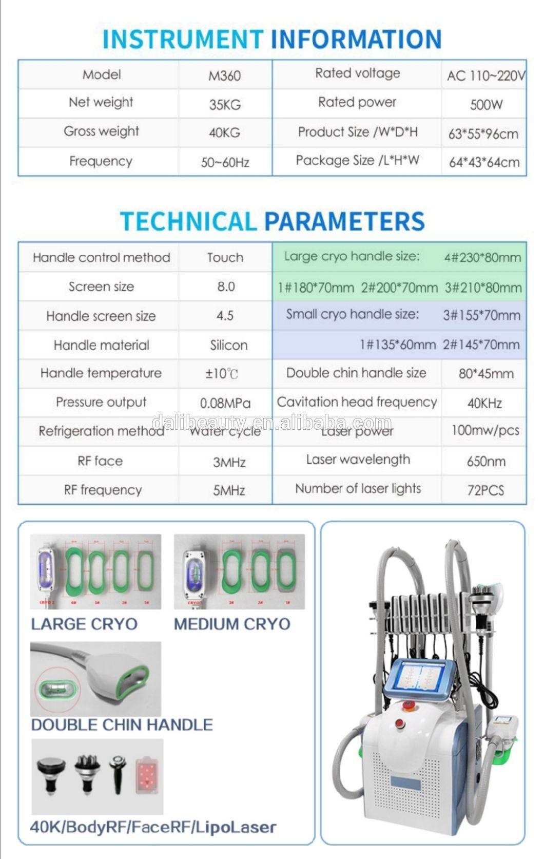 Portable Low Price Cryolipolysis 40K Cavitation RF Vacuum Machine/Fat Freezing Weight Loss Beauty Cryolipolysis Vacuum Cavitation System Fat Freezing