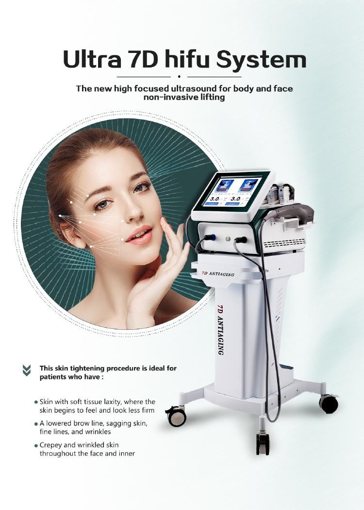 2022 Professional Portable Body Slim Face Lifting 7D Hifu Beauty Machine with 7 Cartridges