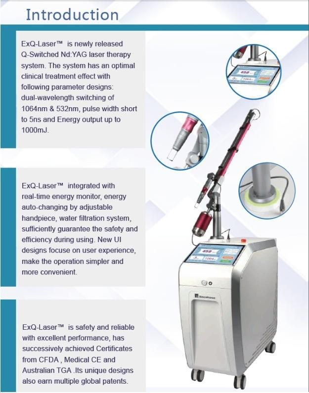 Hot 1064nm 532nm Q-Switch ND YAG Tattoo Removal Laser