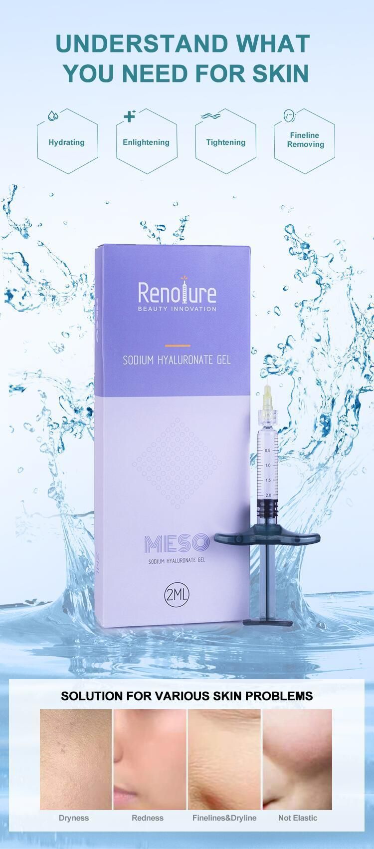 Non-Crosslinked Hyaluronic Acid Meso Injection Biorevitalization Skin Booster Hyaluration Gel